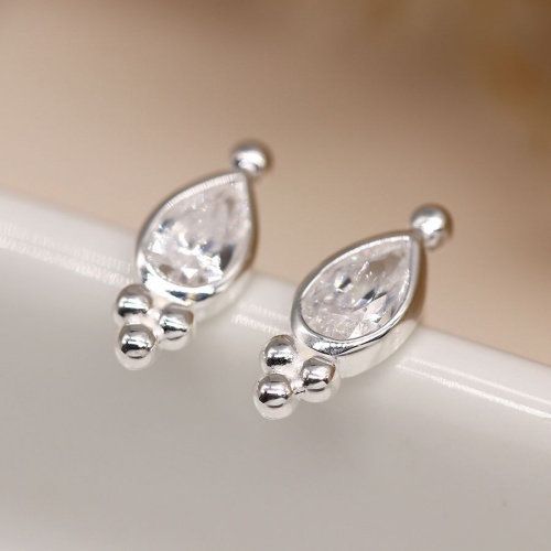 Sterling Silver Teardrop Stud Earring with Dot Detail by Peace of Mind